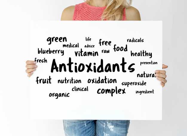 Woman holding a board with Antioxidants concept